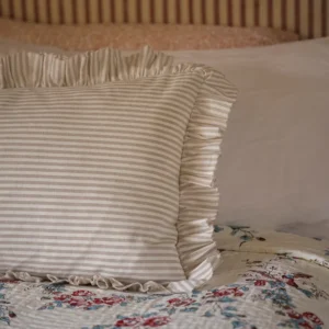 Striped Bolster Cushion with Frill